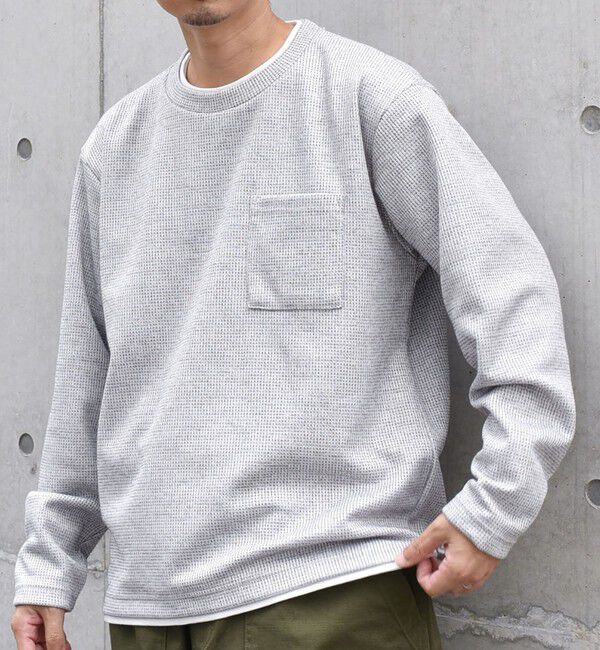 SHIPS any「SHIPS any: パールワッフル フェイクレイヤード Tシャツ (ロンT)◇」|Tシャツ・カットソー|