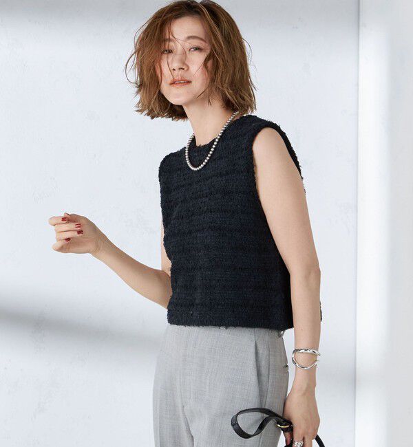 SHIPS for women「〈手洗い可能〉バック ジップ ツイード ベスト」|ベスト・ジレ|