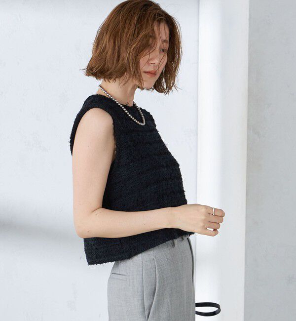 SHIPS for women「〈手洗い可能〉バック ジップ ツイード ベスト」|ベスト・ジレ|