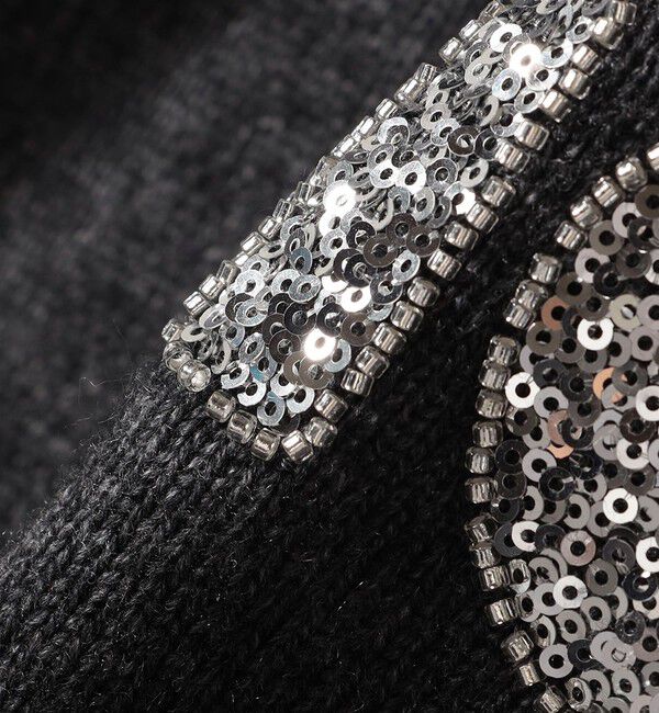 SHIPS for women「【WEB限定】〈手洗い可能〉スパンコール ロゴ ニット」|ニット・セーター|