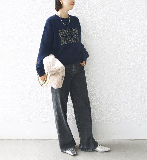 SHIPS for women「【WEB限定】〈手洗い可能〉スパンコール ロゴ ニット」|ニット・セーター|