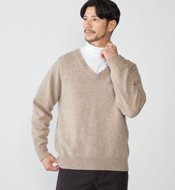 SHIPS「SHIPS:〈手洗い可能〉ソフト ウール Vネック ニット（アンサンブル対応）」|ニット・セーター|ベージュ