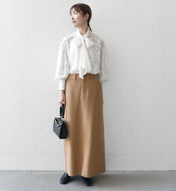 SHIPS any「SHIPS any:〈手洗い可能〉シアー フラワー ジャカード ボウタイ ブラウス」|シャツ・ブラウス|