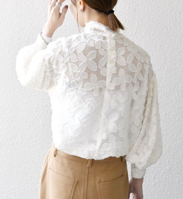 SHIPS any「SHIPS any:〈手洗い可能〉シアー フラワー ジャカード ボウタイ ブラウス」|シャツ・ブラウス|