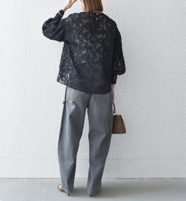 SHIPS any「SHIPS any:〈手洗い可能〉シアー フラワー ジャカード ボウタイ ブラウス」|シャツ・ブラウス|