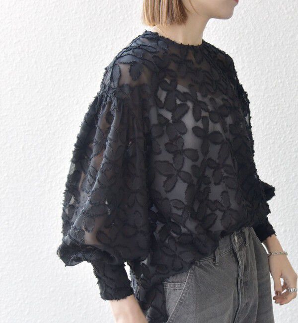 SHIPS any「SHIPS any:〈手洗い可能〉シアー フラワー ジャカード ボウタイ ブラウス」|シャツ・ブラウス|