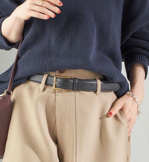 SHIPS for women「《追加予約》イタリアン レザー ゴールド バックル ベルト」|ベルト|ブラック