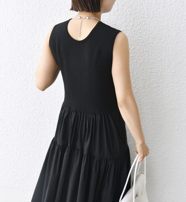 SHIPS for women「〈手洗い可能〉コットン リブ ノースリーブ &times; 布帛 スカート ワンピース」|ワンピース|