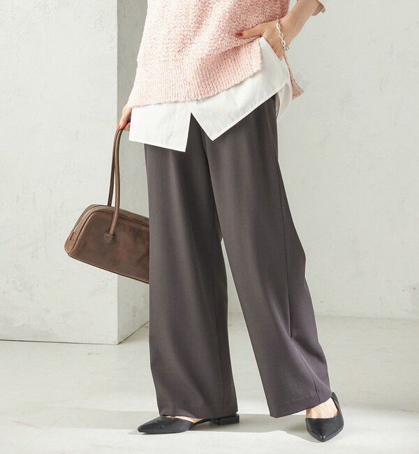 SHIPS for women「〈UVカット/防シワ加工〉梳毛調 ストレッチ ドロスト パンツ」|その他|