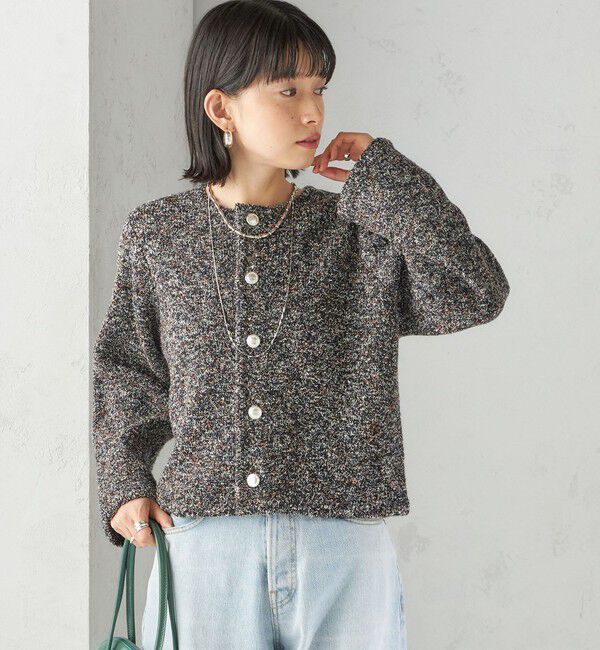 SHIPS for women「〈手洗い可能〉ミックス ヤーン ニット ジャケット」|カーディガン|