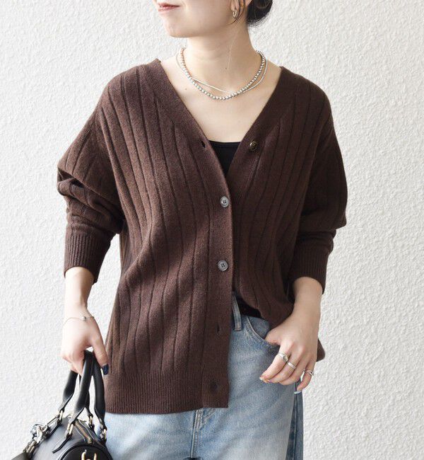 SHIPS any「SHIPS any:〈手洗い可能〉ヤク ワイドリブ Vネック ニット カーディガン」|カーディガン|