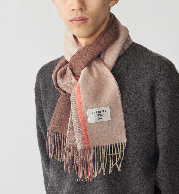SHIPS「SHIPS: カシミヤ ダブルフェイス パネル マフラー」|マフラー|ブラウン
