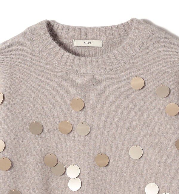 SHIPS for women「〈手洗い可能〉フォックス スパンコール クルーネック ニット」|ニット・セーター|