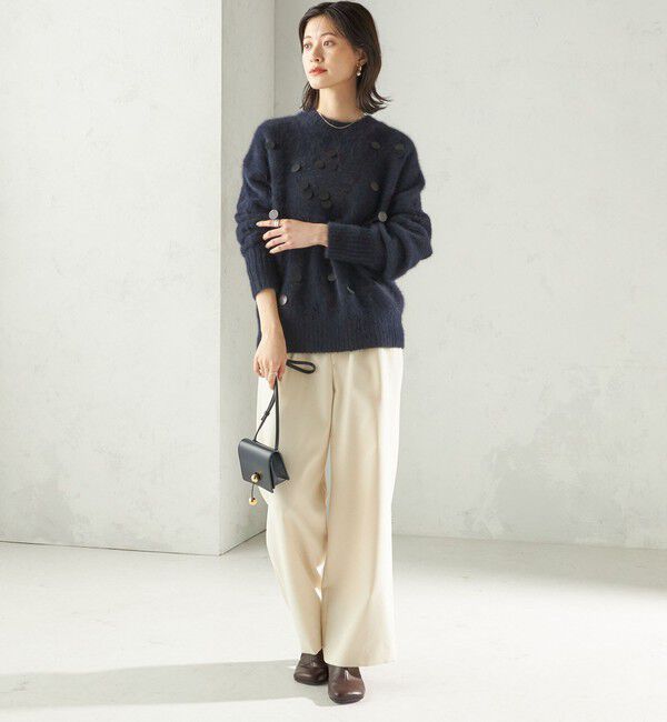 SHIPS for women「〈手洗い可能〉フォックス スパンコール クルーネック ニット」|ニット・セーター|