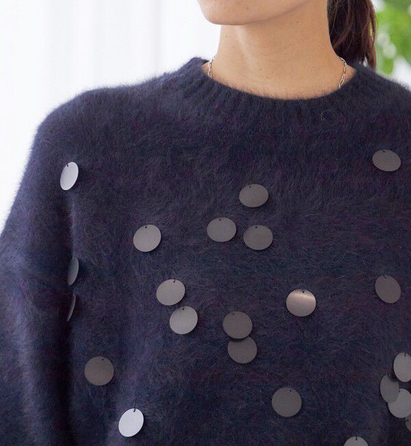 SHIPS for women「〈手洗い可能〉フォックス スパンコール クルーネック ニット」|ニット・セーター|