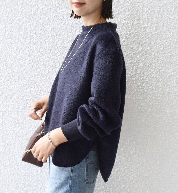 SHIPS for women「【WEB限定】〈手洗い可能〉バルフィー ロング シャギー ボトルネック プルオーバー」|ニット・セーター|ネイビー