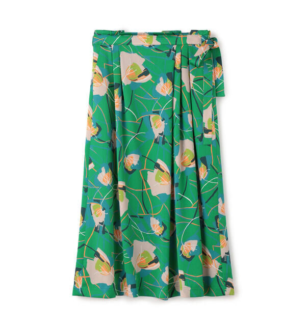 Ballsey「アイヴィーフラワープリント アシンメトリータックミディスカート」|フレア|