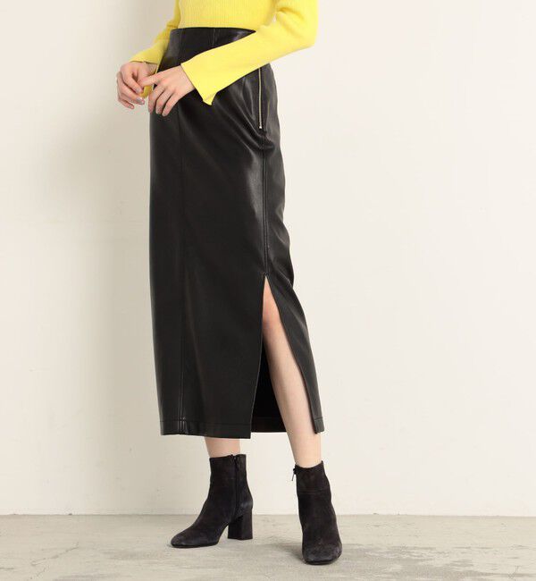 MACPHEE「レザーライクIラインロングスカート」|タイト|