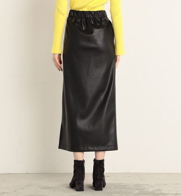 MACPHEE「レザーライクIラインロングスカート」|タイト|