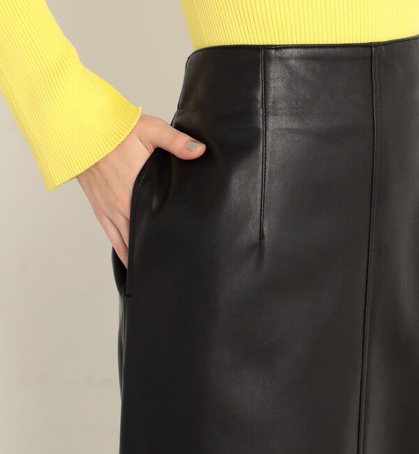 MACPHEE「レザーライクIラインロングスカート」|タイト|