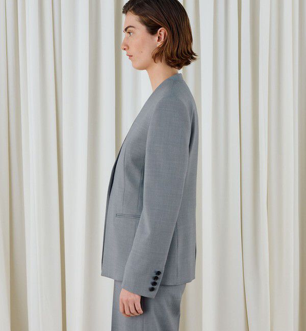 DES PRES「ポリエステルウールバラシャ Vカラージャケット」|ノーカラージャケット|