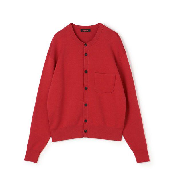 CABaN「CABaN コットンカシミヤ ポケットクルーネックカーディガン」|ニット・セーター|35 レッド