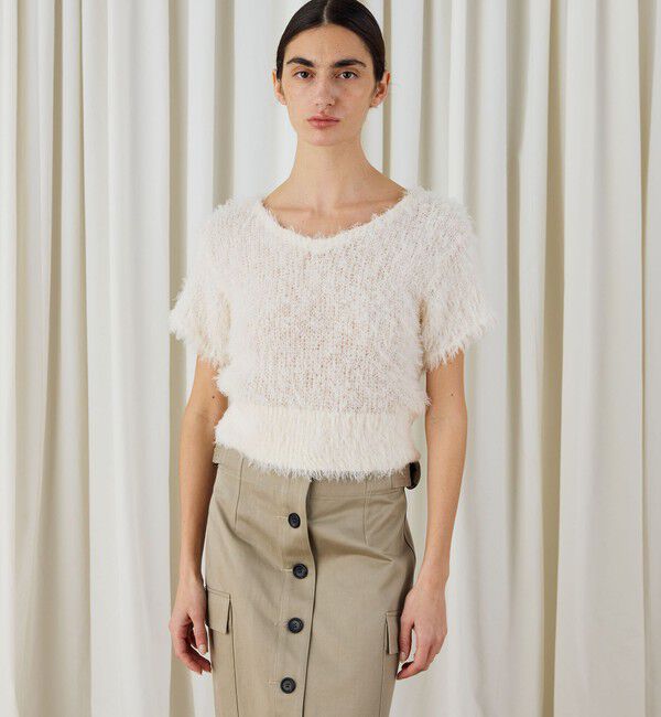 DES PRES「フラッフィーコットン フロンタブルプルオーバー」|ニット・セーター|