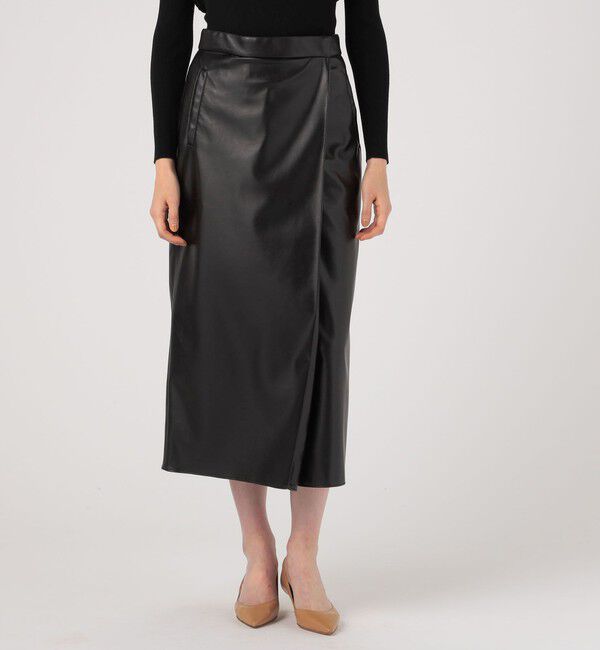 Ballsey「レザーライククロス ラップマキシスカート」|タイト|