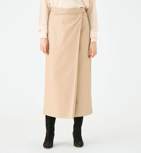 Ballsey「レザーライククロス ラップマキシスカート」|タイト|