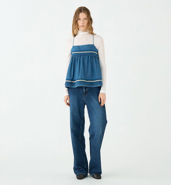 SOULEIADO「ラインエンブロイダリー ペプラムキャミソール」|キャミソール|