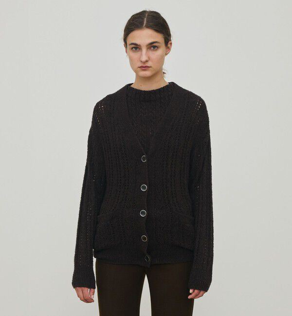 DES PRES「シルクループヤーン アイレット Vネックカーディガン」|カーディガン|