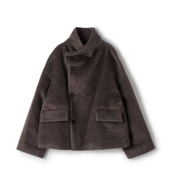 GALERIE VIE「スーリーアルパカシャギー ハイネックオーバルコート」|その他|17 チャコールグレー