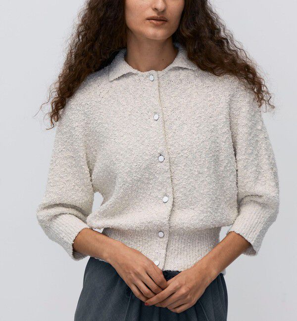 BACCA「ファンシーヤーン ポロカラーカーディガン」|カーディガン|