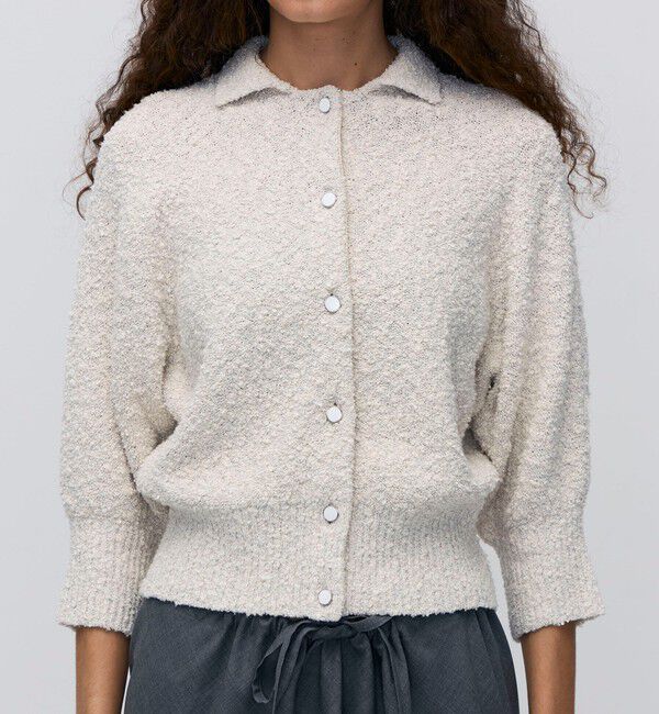 BACCA「ファンシーヤーン ポロカラーカーディガン」|カーディガン|
