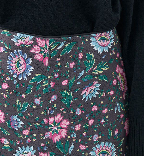 SOULEIADO「ポリエステルサテンプリント ソフトマーメイドスカート」|フレア|