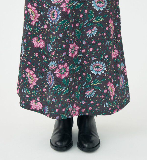 SOULEIADO「ポリエステルサテンプリント ソフトマーメイドスカート」|フレア|