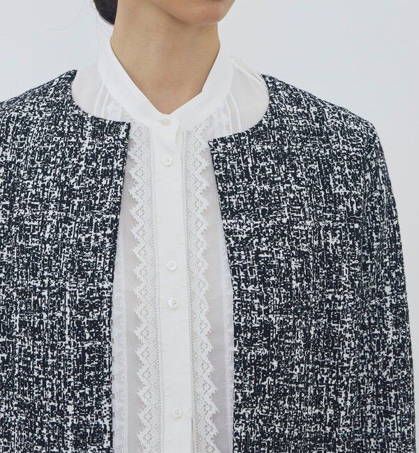 DES PRES「ツートーンジャカード ノーカラージャケット」|ノーカラージャケット|