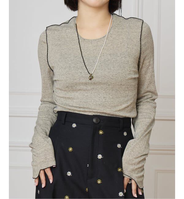 IENA LA BOUCLE「HAKUJI/ハクジ Glittery ロングスリーブプルオーバー H232564」|Tシャツ・カットソー|ベージュ