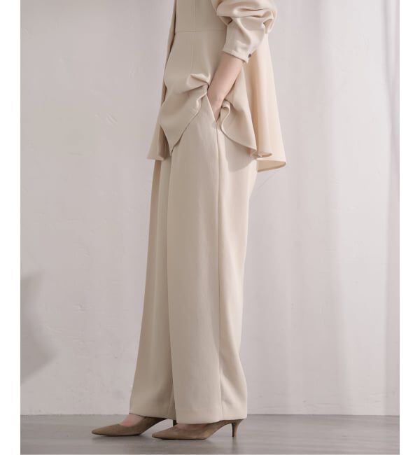 IENA「&NAVY ジョーゼットサイドゴムタックパンツ」|スラックス|