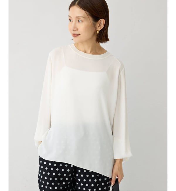 IENA「《追加》ジョーゼットリブネックブラウス」|シャツ・ブラウス|