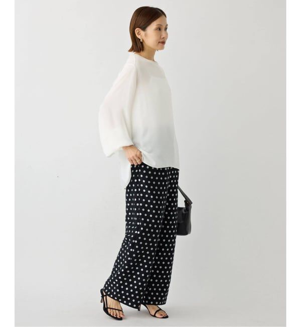 IENA「《追加》ジョーゼットリブネックブラウス」|シャツ・ブラウス|