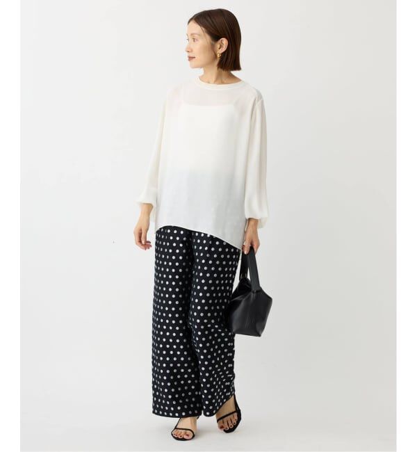 IENA「《追加》ジョーゼットリブネックブラウス」|シャツ・ブラウス|