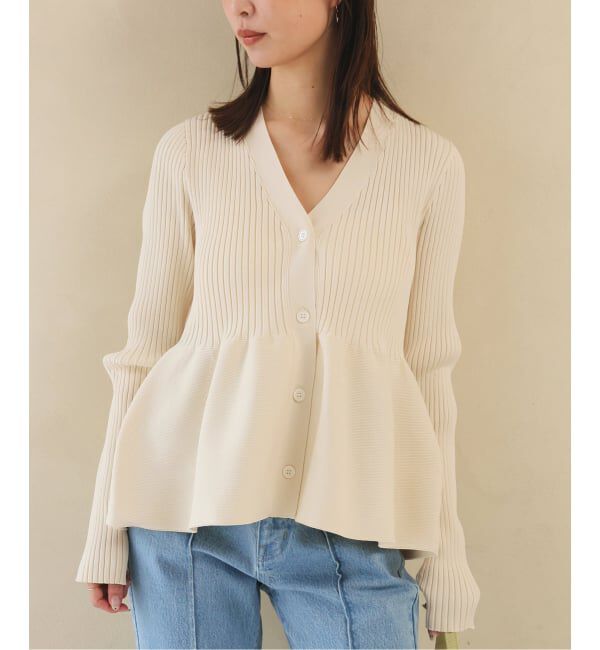 SLOBE IENA「《WEB限定/追加予約》Vネックペプラムカーディガン」|カーディガン|