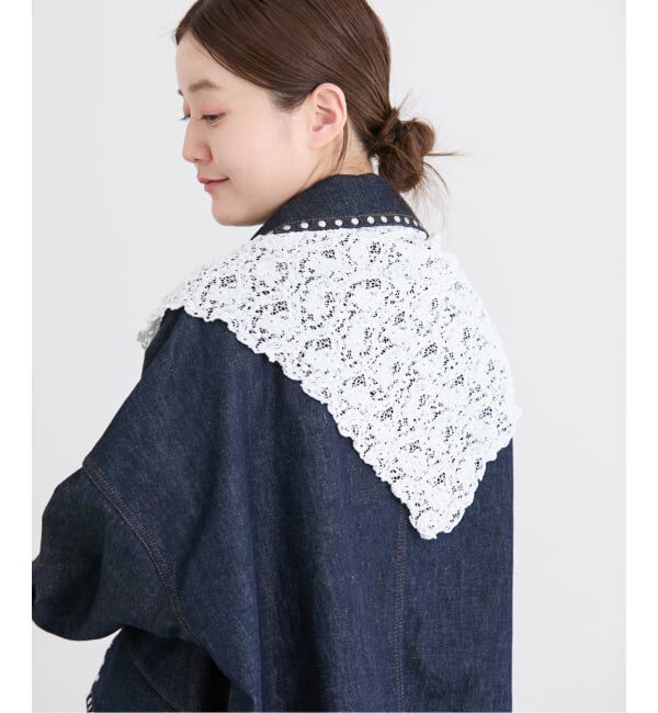 IENA「《予約》Flowerストレッチレース スカーフ」|バンダナ・スカーフ|ホワイト