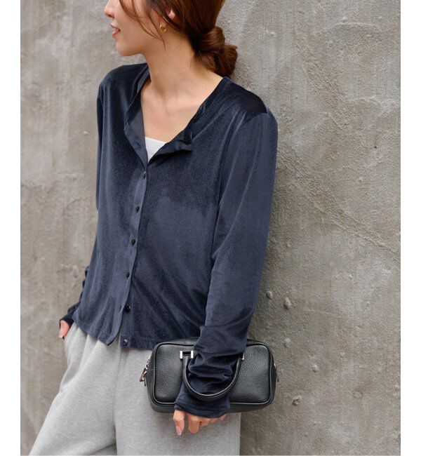 JOURNAL STANDARD relume「シアーベロアクルーネックカーディガン」|カーディガン|ネイビー