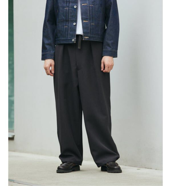 JOURNAL STANDARD「ダブル クロス オーバー パンツ」|スラックス|ブラック D