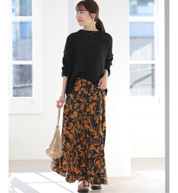 JOURNAL STANDARD relume「《予約》［26SS新作］バイカラーリーフプリントスカート」|スカート|