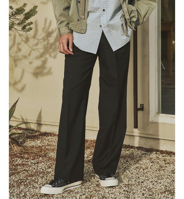 JOURNAL STANDARD「《予約》T/W ストライプ 2タック トラウザー スラックス」|スラックス|ブラック