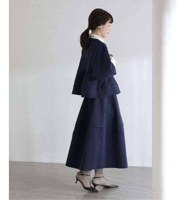  「《予約》【洗える】ボンディングショートペプラムジャケット」|ノーカラージャケット|