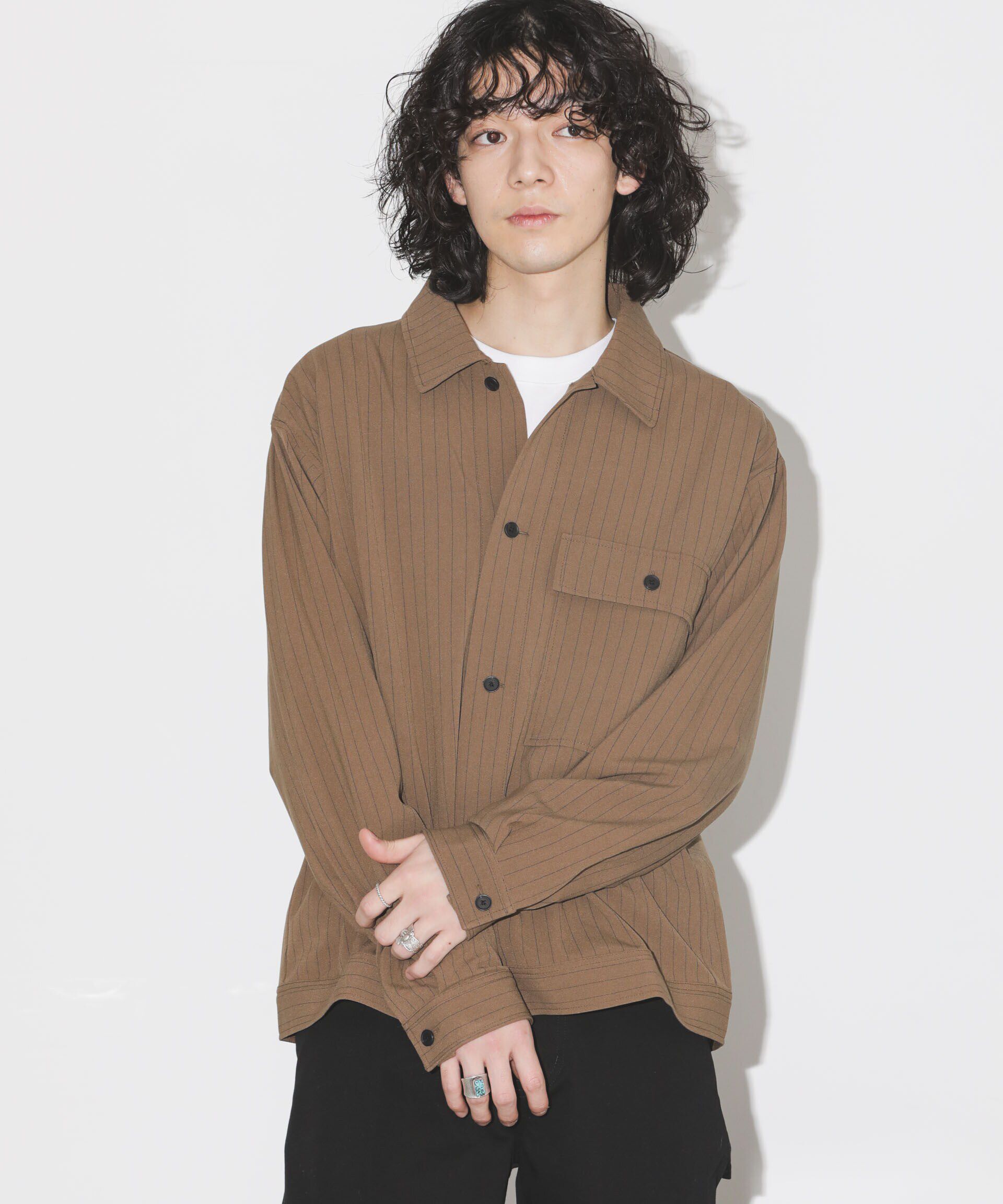 nano･universe「シルキーストライプジャージーブルゾン」|ブルゾン・スタジャン|